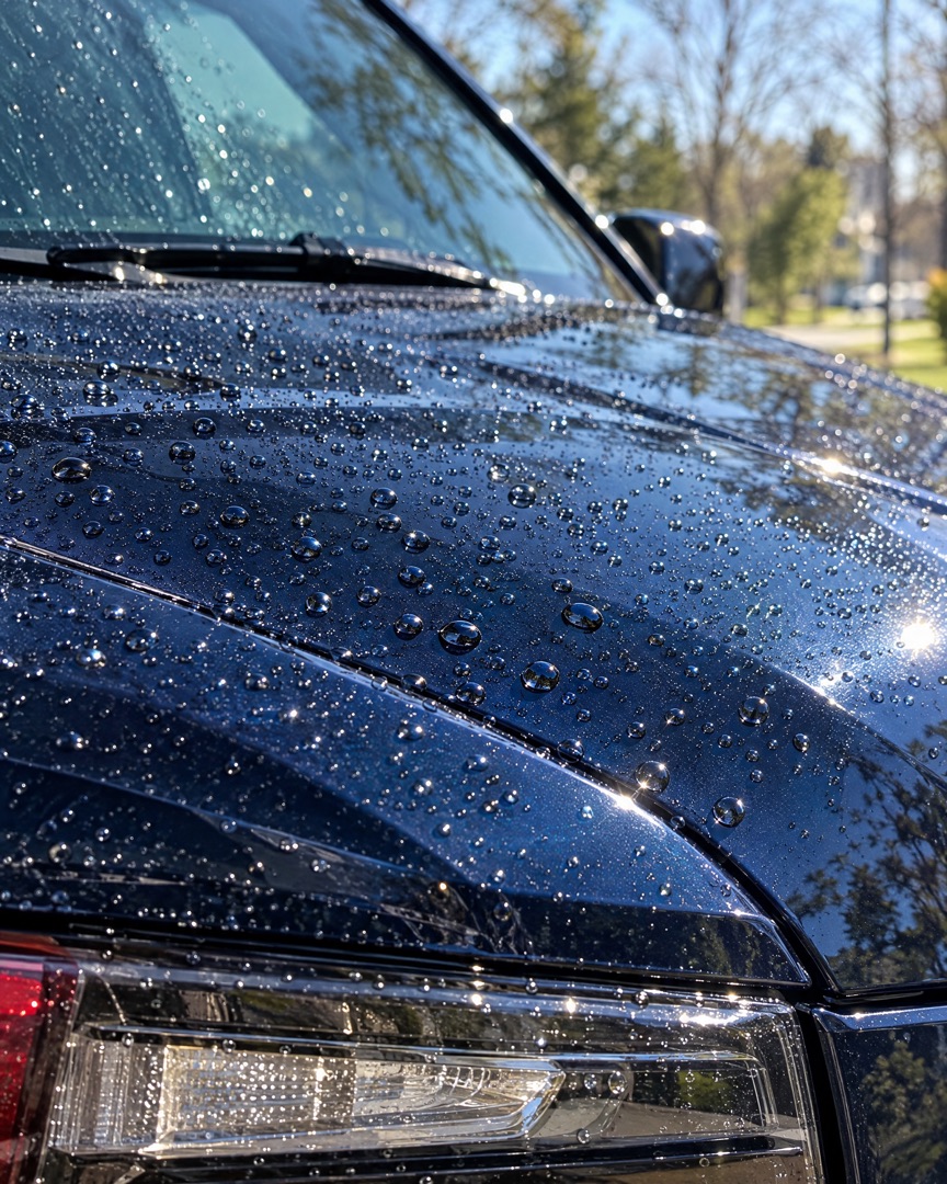 Water beading on the paint