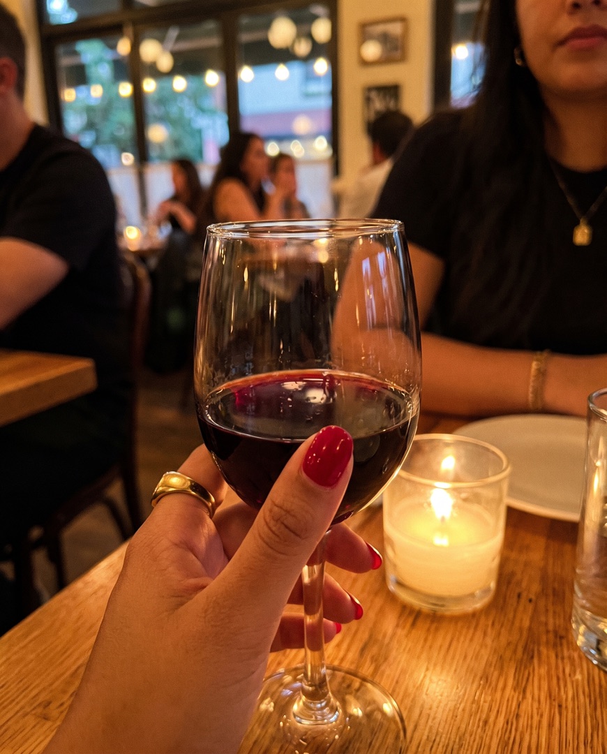 Cherry red nails with red wine