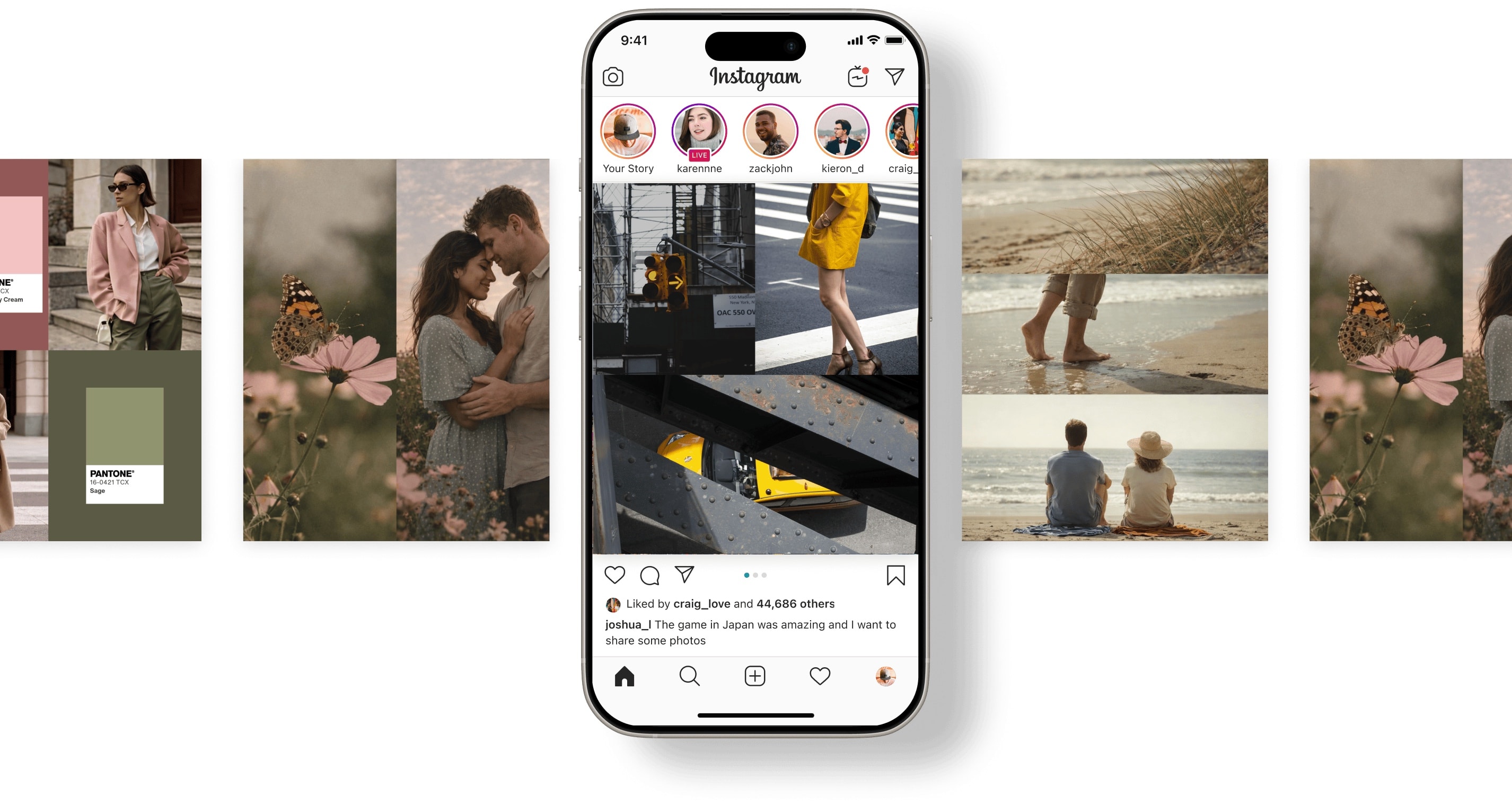 One 9:16 collage design shared across Instagram Stories, Reels and TikTok