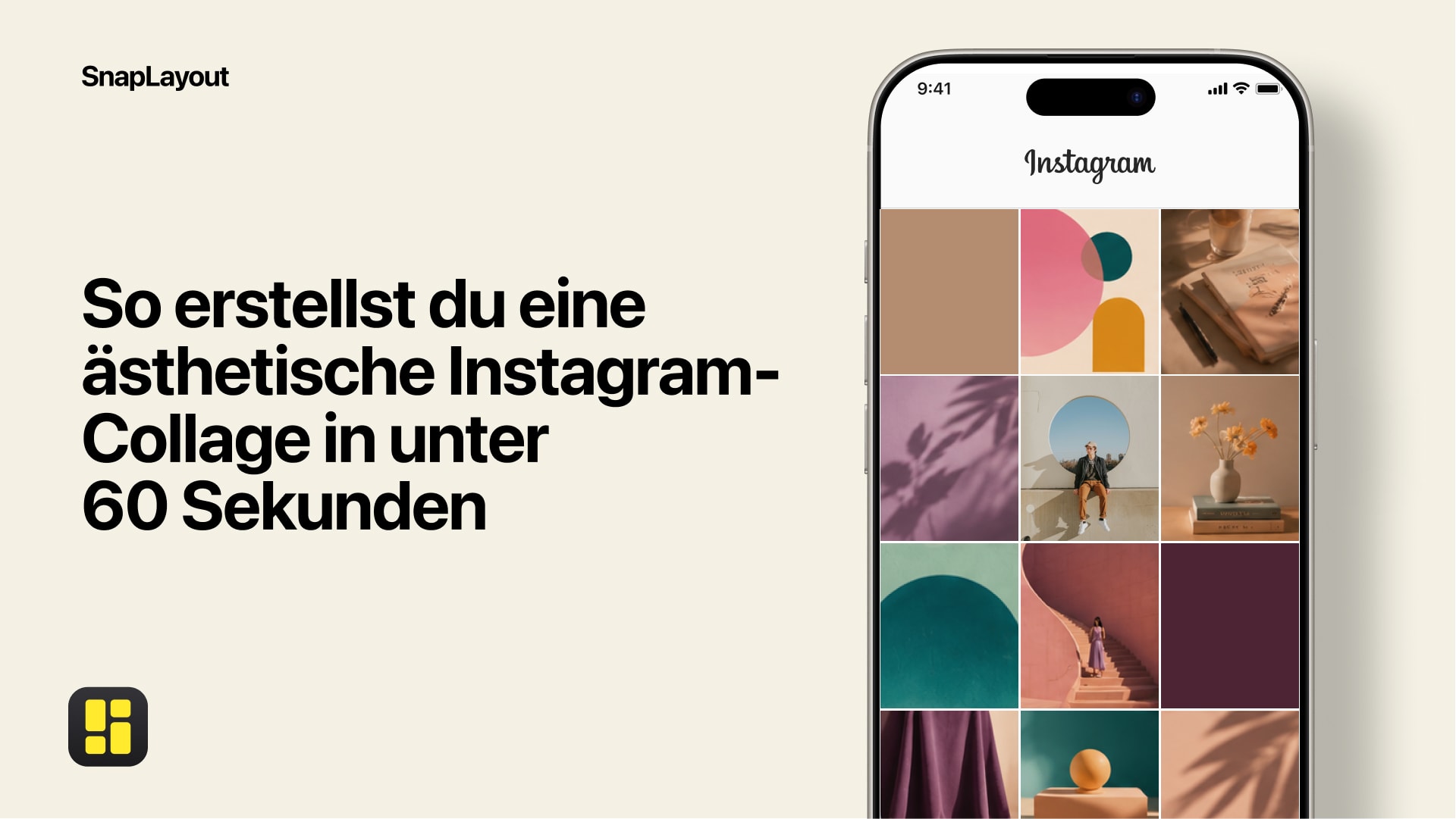 Ästhetische Instagram-Collage mit SnapLayout auf dem iPhone erstellt