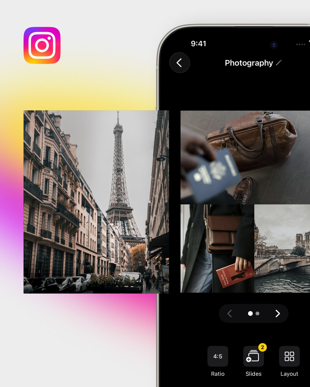 SnapLayout collage sized for Instagram Feed and Stories